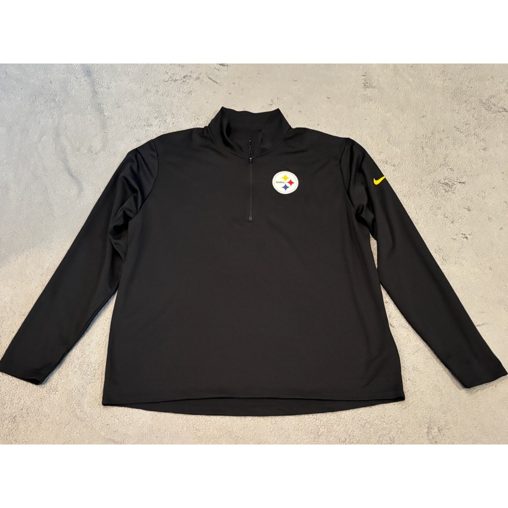 Nike Dri-FIT Pittsburgh Steelers Quarter Zip Pullover Black Mens XXL NFL Top